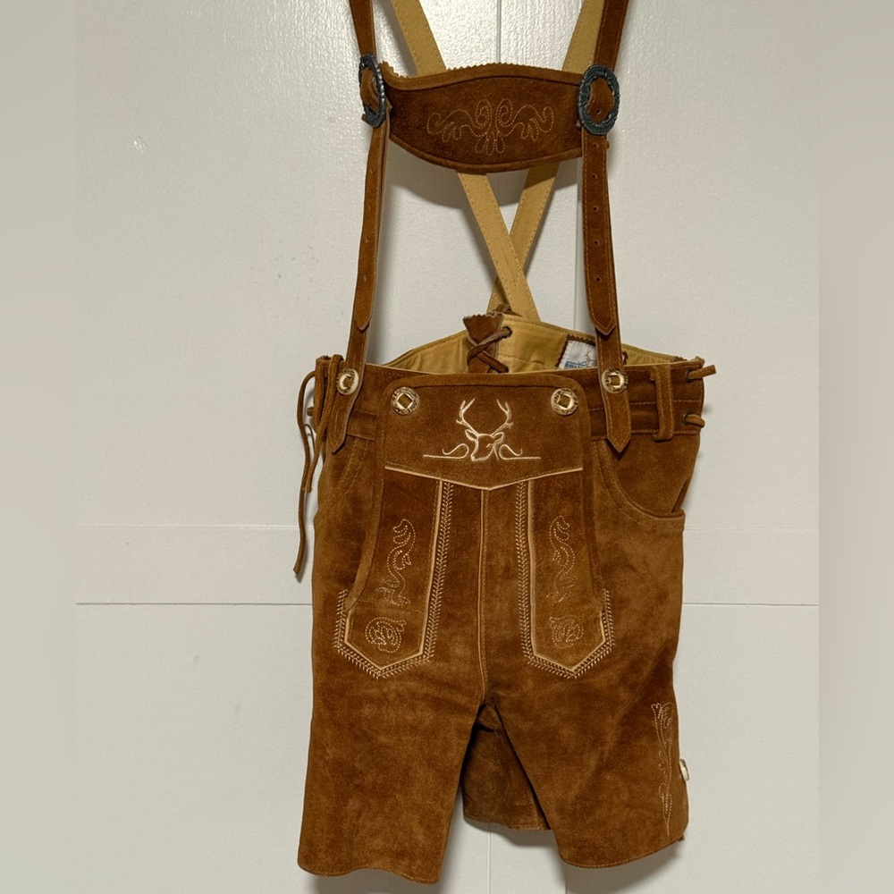 LEDERHOSEN - authentic German leather SHORT LIGHT BROWN